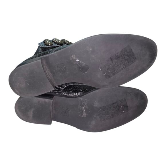 Schutz Marieta Boot in Crocco BLACK STUDDED GOTH GRUNGE COMBAT BOOTS SIZE 6.5 - Picture 8 of 10